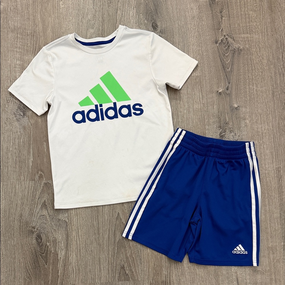 adidas Tee with Royal Blue Shorts Size Youth Small